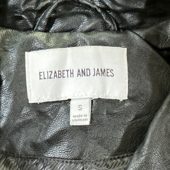 Elizabeth and James Faux Leather Moto Jacket Black Silver Zip Size Small - Picture 2 of 4